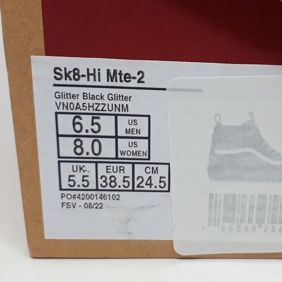 Vans Sk8-Hi MTE 2 Waterproof Hiking Boot Shoe Sneaker Womens 8 US Black Glitter - Picture 10 of 12